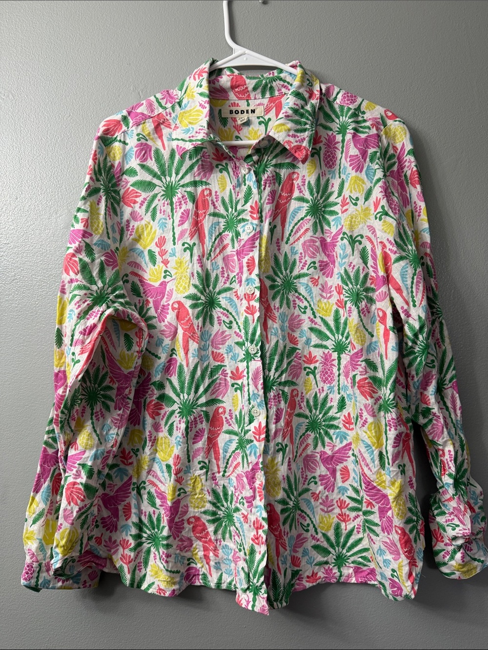 Boden Boden Womens Button Down Linen Shirt Tropical Lightweight Resort Casual 20